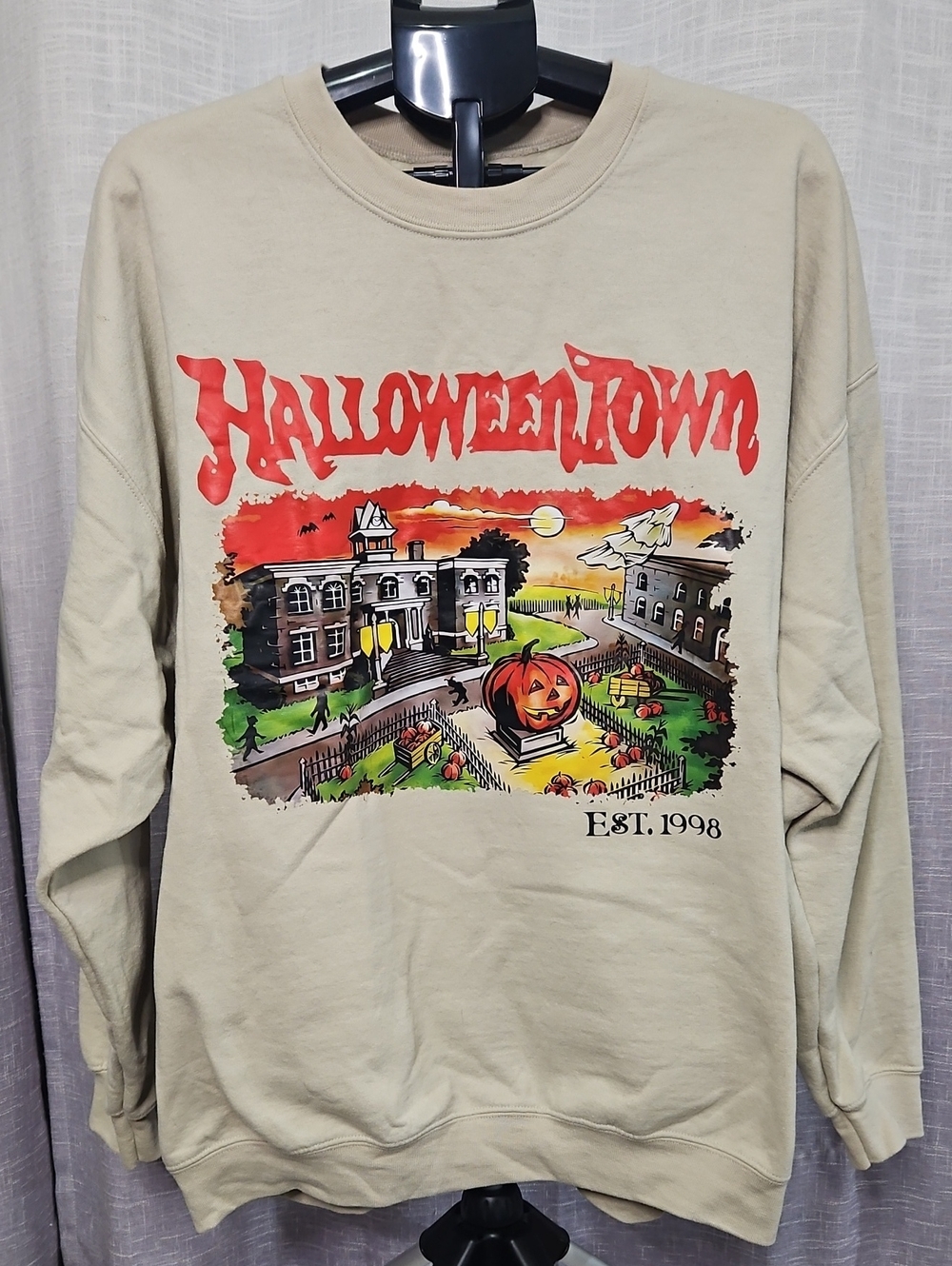 Disney Beige HalloweenTown Graphic Crewneck Sweatshirt